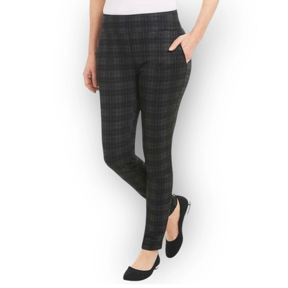 Dalia Women’s Dark Plaid Pull-On Dress Pants